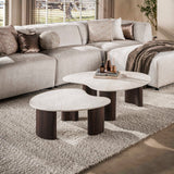 Set aus 2 Bio-Couchtischen Cruz – Keramik Taj Mahal dunkelbraun, Holzoptik gerippt