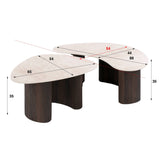Set aus 2 Bio-Couchtischen Cruz – Taj Mahal-Keramikplatte, dunkelbraune Beine in Holzoptik