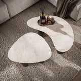 Set aus 2 Bio-Couchtischen Cruz – Taj Mahal-Keramikplatte, dunkelbraune Beine in Holzoptik