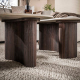 Set aus 2 Bio-Couchtischen Cruz – Taj Mahal-Keramikplatte, dunkelbraune Beine in Holzoptik