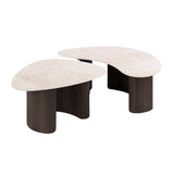 Set aus 2 Bio-Couchtischen Cruz – Taj Mahal-Keramikplatte, dunkelbraune Beine in Holzoptik