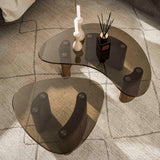 Organischer Couchtisch-Set Bronze Glas 2-teilig 