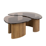 Organischer Couchtisch-Set Bronze Glas 2-teilig 