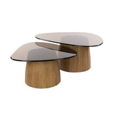 Set aus 2 Marea dreieckigen Couchtischen aus Bronze und Glas, 91x71 cm 
