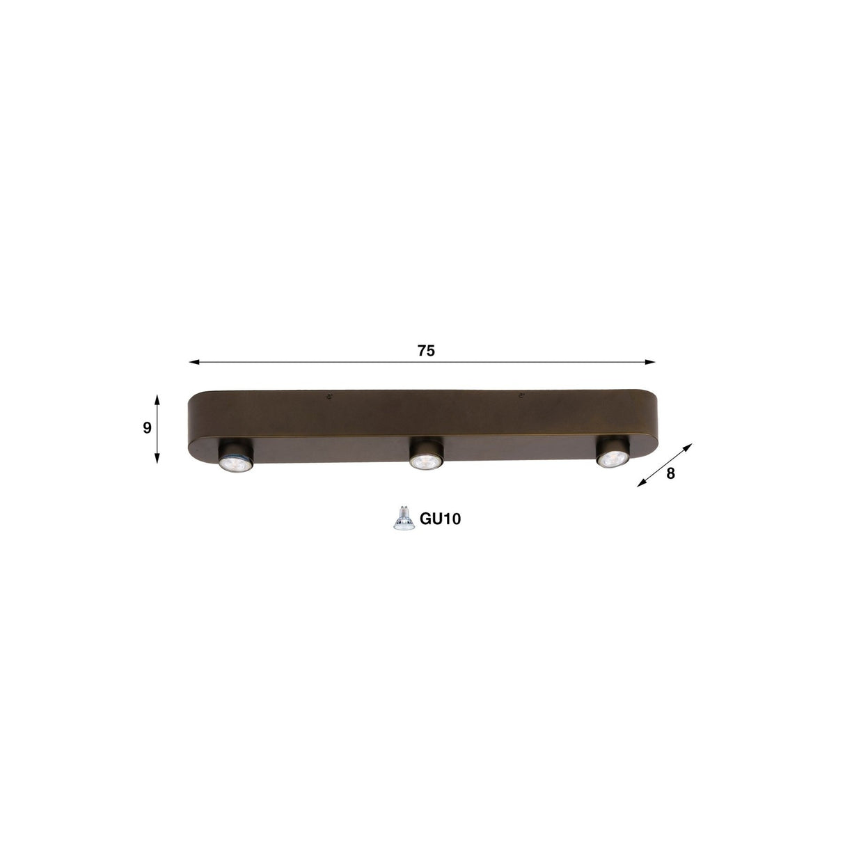 Deckenleuchte Bar 3-Licht - Sienna Brown