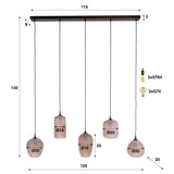 Hanglampen - Hanglamp 5 - lichts bruin frosted glas Arda - Dimehouse