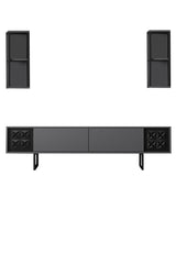 TV -Möbel Set Black Line Anthrazit schwarzes Melamin 180x48x30 cm