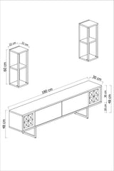 TV -Möbel Set Black Line Anthrazit schwarzes Melamin 180x48x30 cm