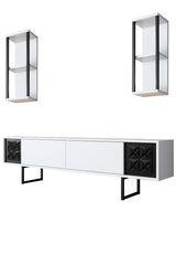 TV -Möbel Set Black Line White Black Melamin 180x48x30 cm