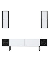 TV -Möbel Set Black Line White Black Melamin 180x48x30 cm