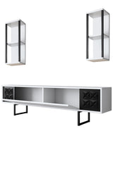 TV -Möbel Set Black Line White Black Melamin 180x48x30 cm