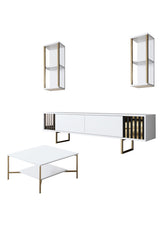 Meubelsets - Meubelset Wit - Goud - Gold Line - Salontafel + TV Meubel - Dimehouse