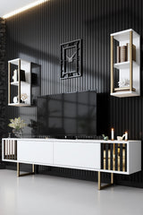Meubelsets - Meubelset Wit - Goud - Gold Line - Salontafel + TV Meubel - Dimehouse