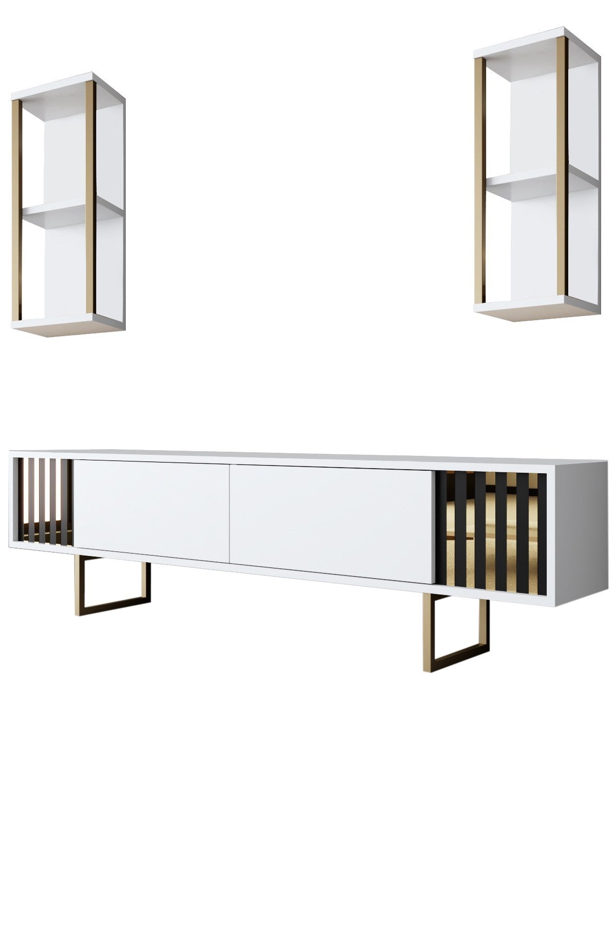 Meubelsets - Meubelset Wit - Goud - Gold Line - Salontafel + TV Meubel - Dimehouse