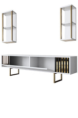 Meubelsets - Meubelset Wit - Goud - Gold Line - Salontafel + TV Meubel - Dimehouse