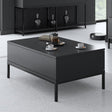 Couchtische - Rechteckig Couchtisch Anthrazit Lord 90x60 - Schwarzer Rahmen - Dimehouse