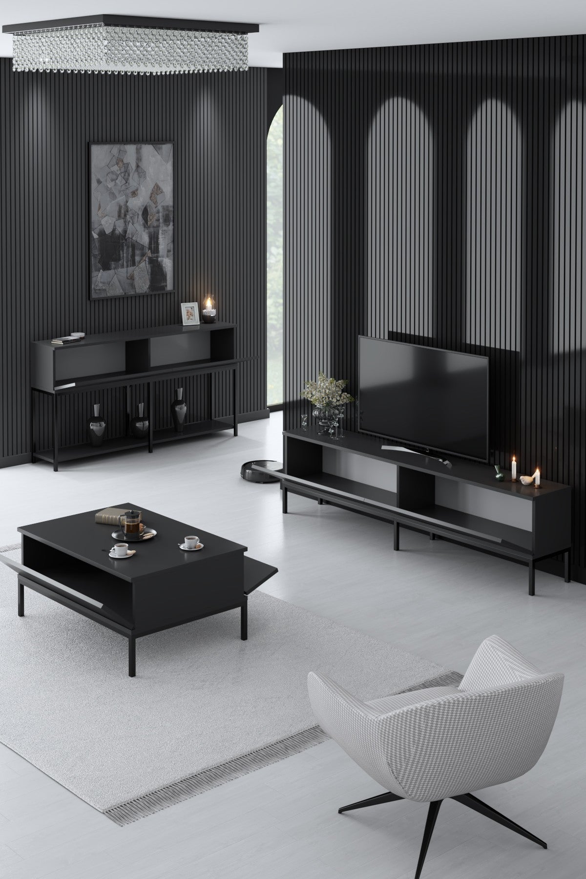 Möbelset Anthrazit Lord - Couchtisch + TV-Schrank + Sideboard