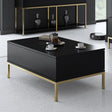 Couchtische - Rechteckig Couchtisch Black Lord 90x60 - Goldener Rahmen - Dimehouse