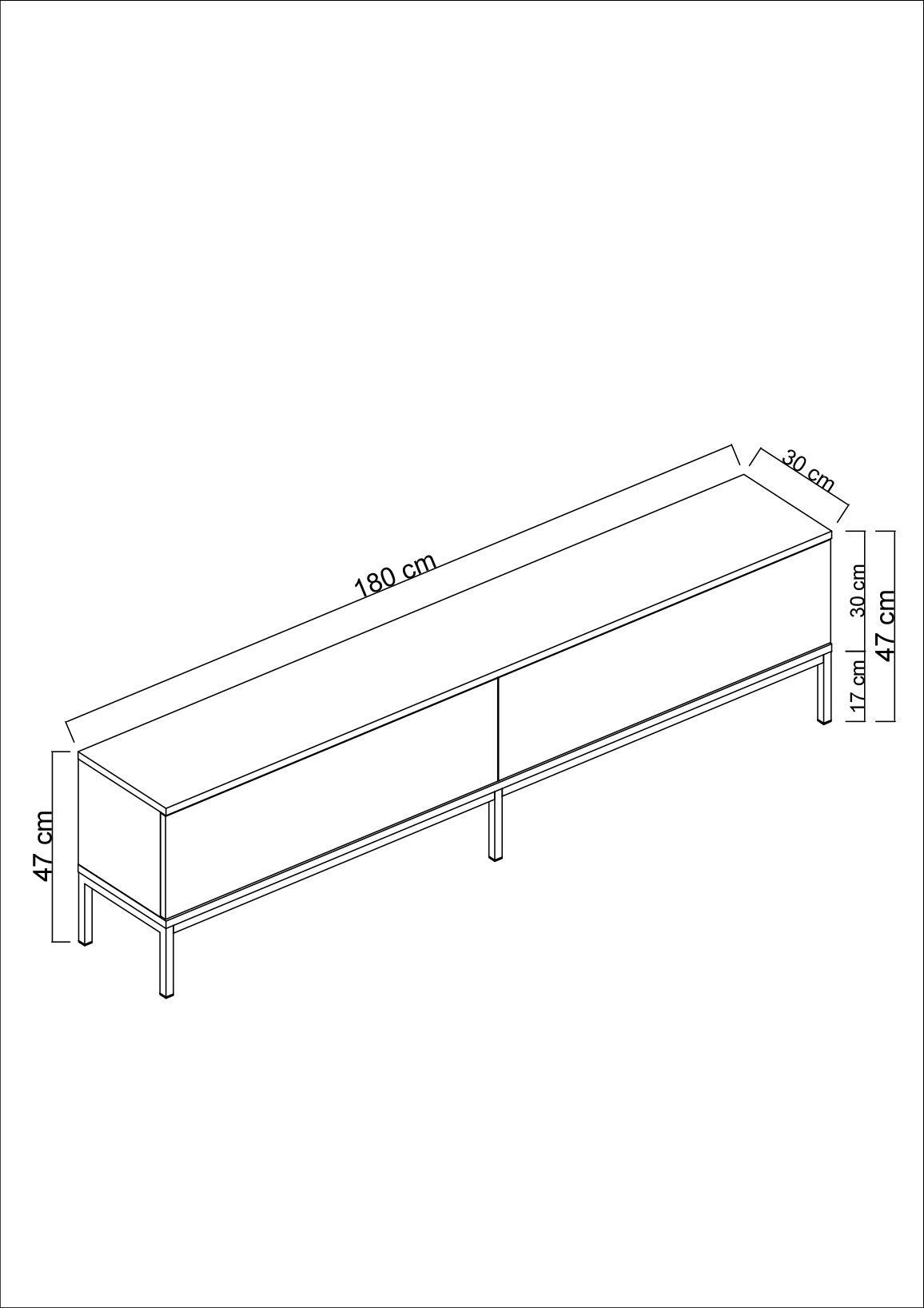 TV -Möbel Lord Black Melamine 180x47x30 cm