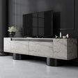 TV-Möbel - TV-Möbel Travertin Bohem 180x50x30 - Schwarzer Rahmen - Dimehouse