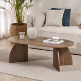 Melina Couchtisch oval Walnuss 120 cm Melaminbeschichteter Holzverbundstoff