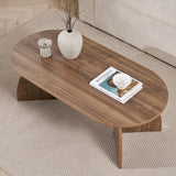 Melina Couchtisch oval Walnuss 120 cm Melaminbeschichteter Holzverbundstoff