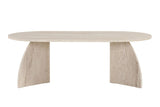 Melina Couchtisch Travertin oval 120 cm Mit melaminbeschichtetem Holzverbund