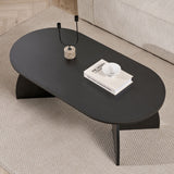 Melina Couchtisch oval aus Holz schwarz 120 cm Melaminbeschichteter Holzverbundstoff