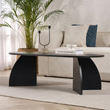 Melina Couchtisch oval aus Holz schwarz 120 cm Melaminbeschichteter Holzverbundstoff