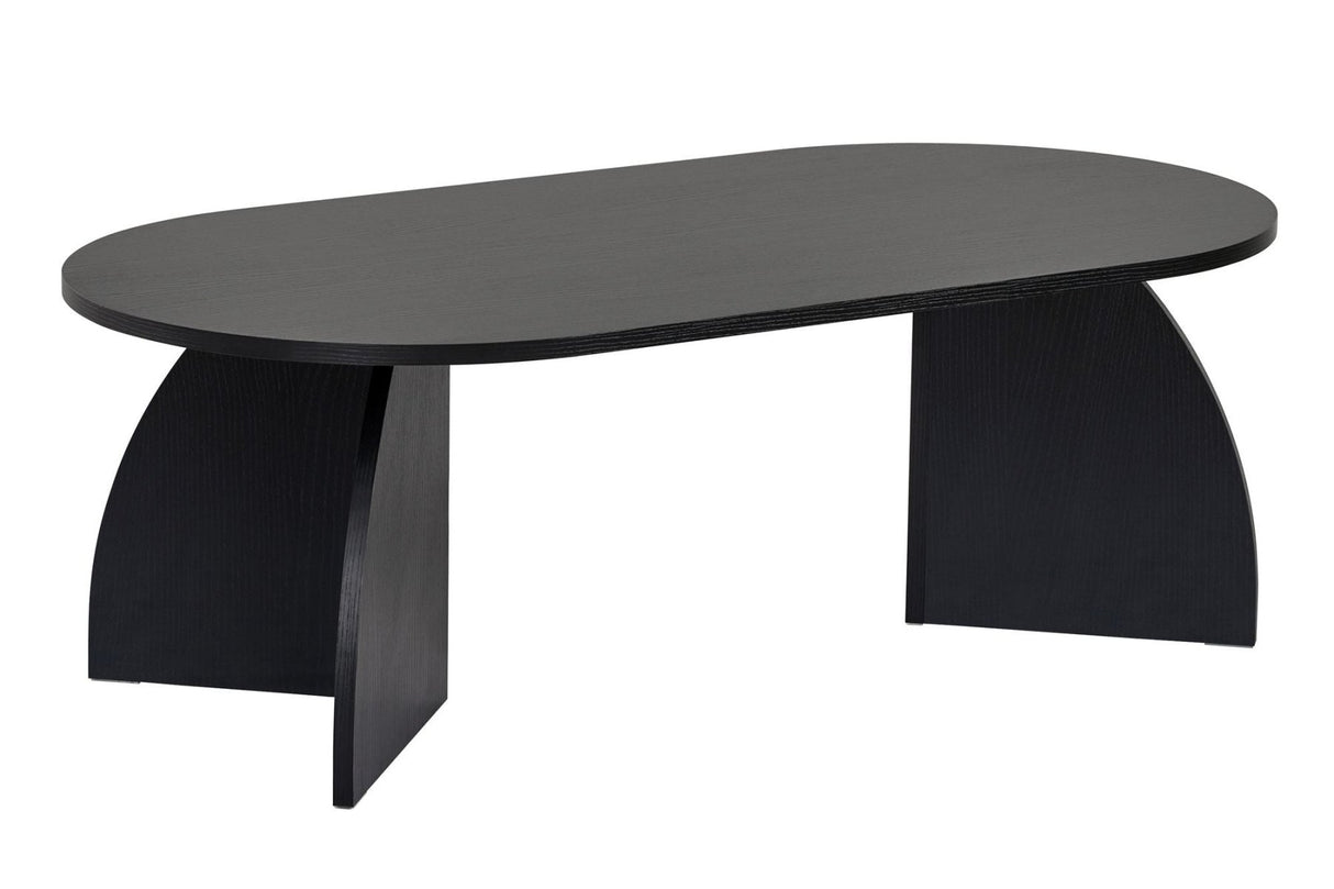 Melina Couchtisch oval aus Holz schwarz 120 cm Melaminbeschichteter Holzverbundstoff