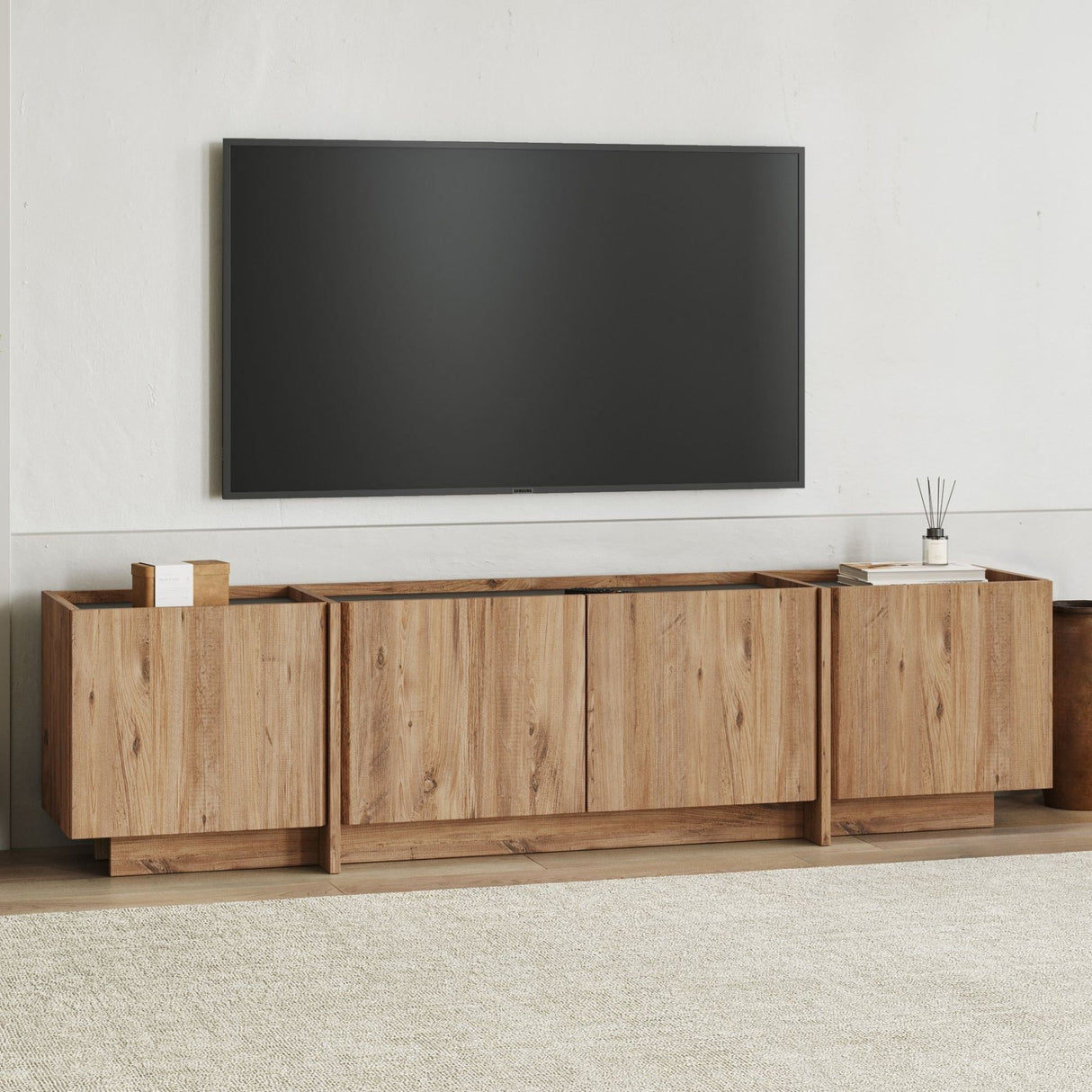 Lowen tv-meubel in eikenlook 180 cm Atlantic Pine en antraciet Gemelamineerd hout