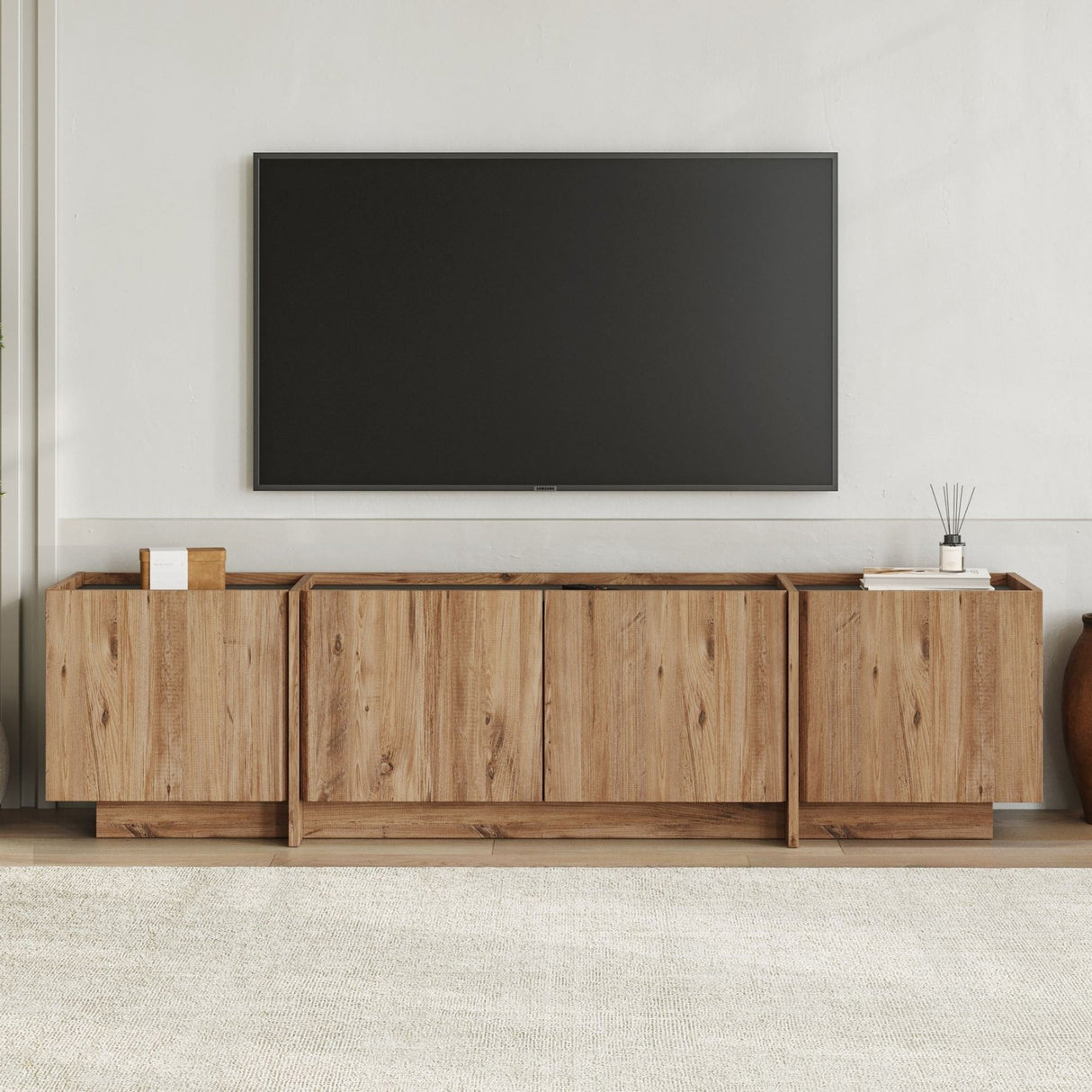 Lowen tv-meubel in eikenlook 180 cm Atlantic Pine en antraciet Gemelamineerd hout