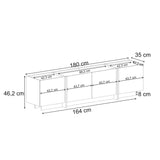 Lowen tv-meubel in Milano walnoot 180 cm Melamine gecoat houtcomposiet