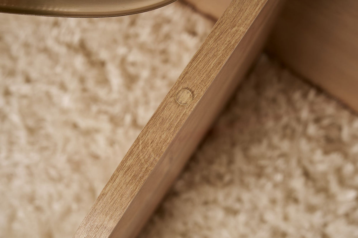 Couchtisch Aris Rund 75 cm Glas - Melamin Eichenholz 