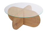 Couchtisch Aris Rund 75 cm Glas - Melamin Eichenholz 