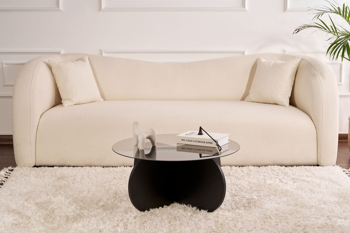 Couchtisch Aris Rund 75 cm Getöntes Glas - Schwarzes Gestell 