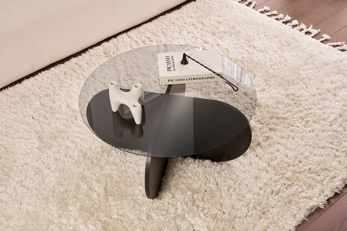 Couchtisch Aris Rund 75 cm Getöntes Glas - Schwarzes Gestell 
