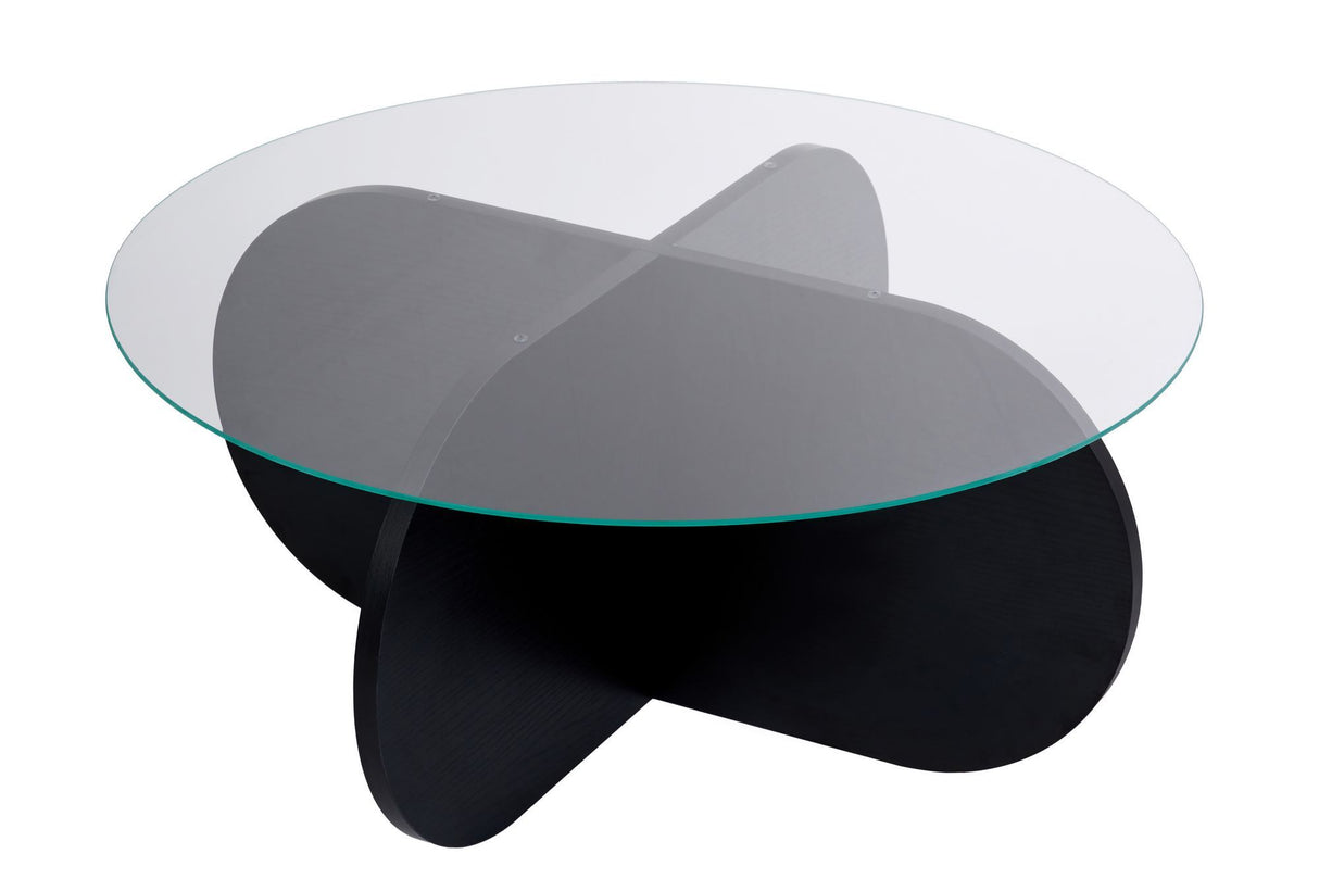Couchtisch Aris Rund 75 cm Getöntes Glas - Schwarzes Gestell 