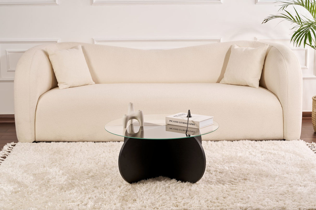 Couchtisch Aris Rund 75 cm Glas - Schwarzes Gestell 