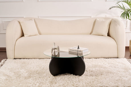 Couchtisch Aris Rund 75 cm Glas - Schwarzes Gestell 
