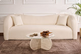 Couchtisch Aris Rund 75 cm Glas - Travertin Untergestell 