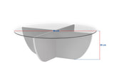 Liya Couchtisch Travertinoptik oval 90 cm Gehärtetes Glas