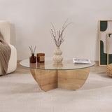 Liya Couchtisch Sapphire Oak oval 90 cm Gehärtetes Glas
