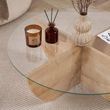 Liya Couchtisch Sapphire Oak oval 90 cm Gehärtetes Glas