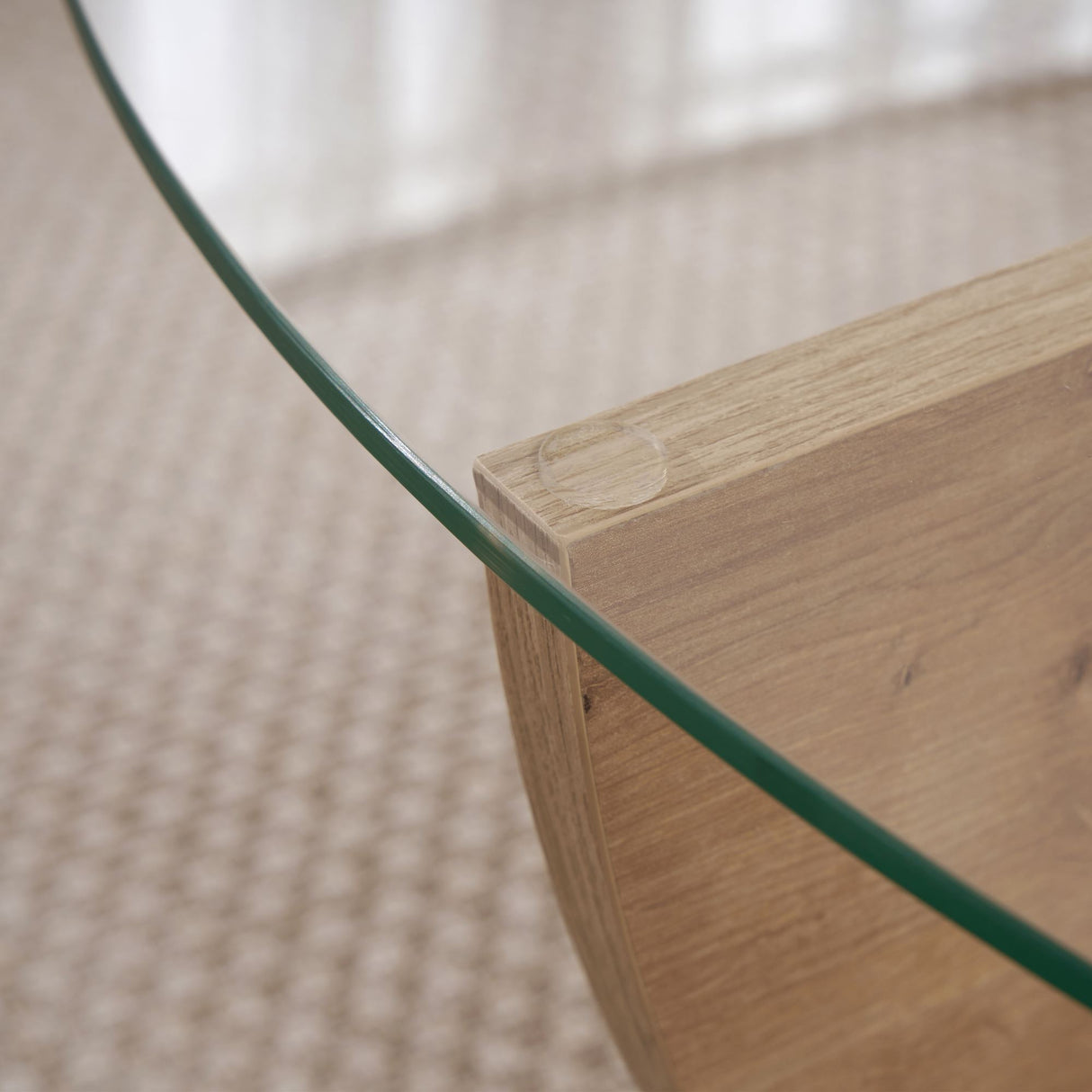 Liya Couchtisch Sapphire Oak oval 90 cm Gehärtetes Glas