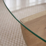 Liya Couchtisch Sapphire Oak oval 90 cm Gehärtetes Glas