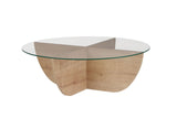 Liya Couchtisch Sapphire Oak oval 90 cm Gehärtetes Glas