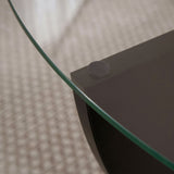 Liya Couchtisch oval schwarz Holzoptik 90 cm gehärtetes Glas