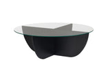 Liya Couchtisch oval schwarz Holzoptik 90 cm gehärtetes Glas