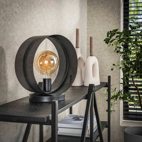 Tischlampe Fons 1-flammig rund Metall schwarz 